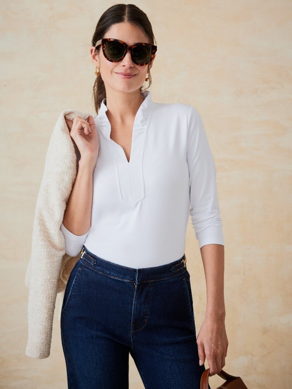J McLaughlin Kate Ruffle Top - White NEW